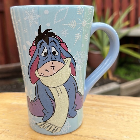 Eeyore Coffee Mug Disney Store Original Winnie The Pooh Winter Texture Snowflake - Picture 4 of 7
